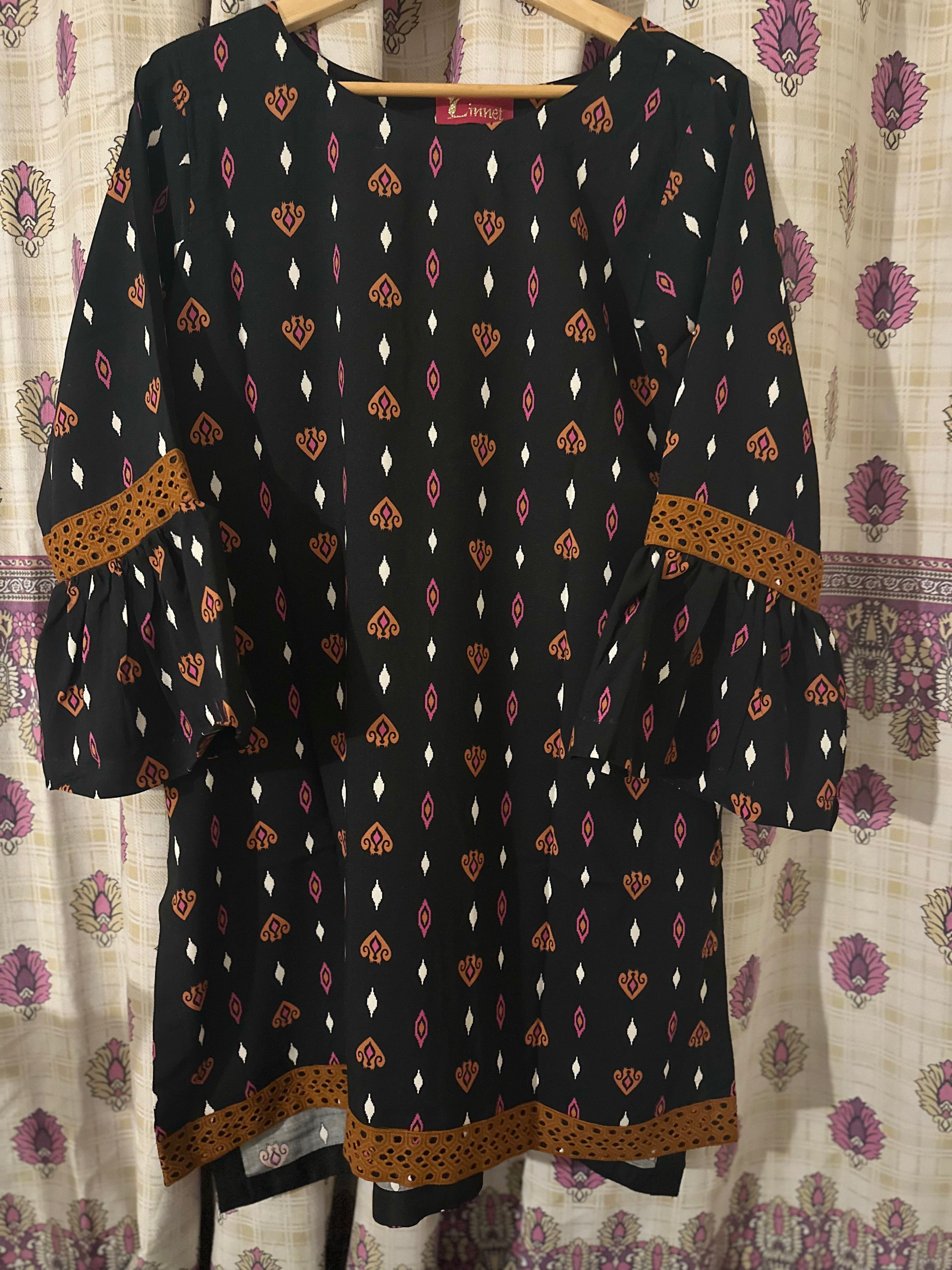 Black Color Kurti with Amazing Print Linnet Style