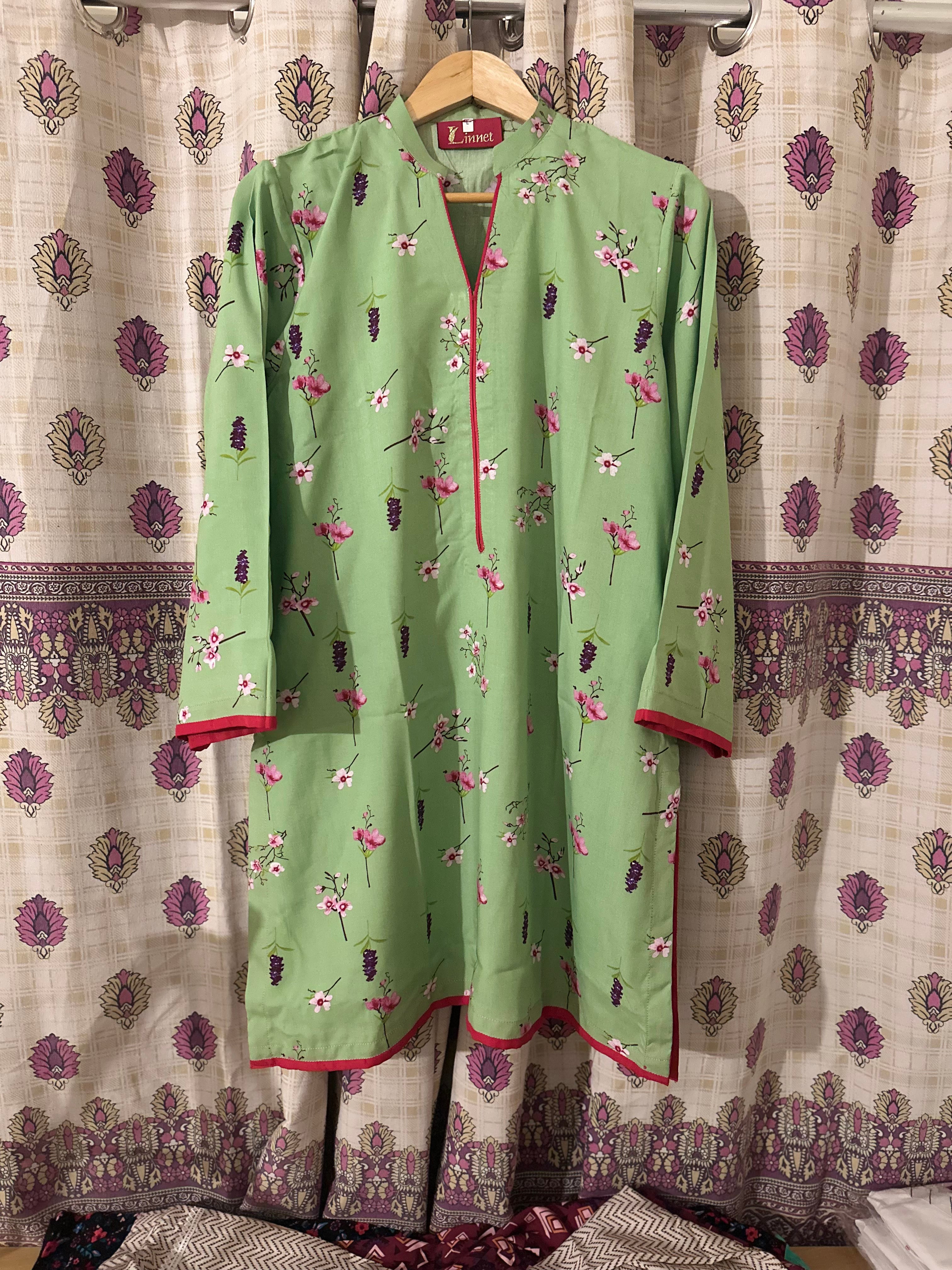 English Green Color Kurti with Amazing Print Linnet Style