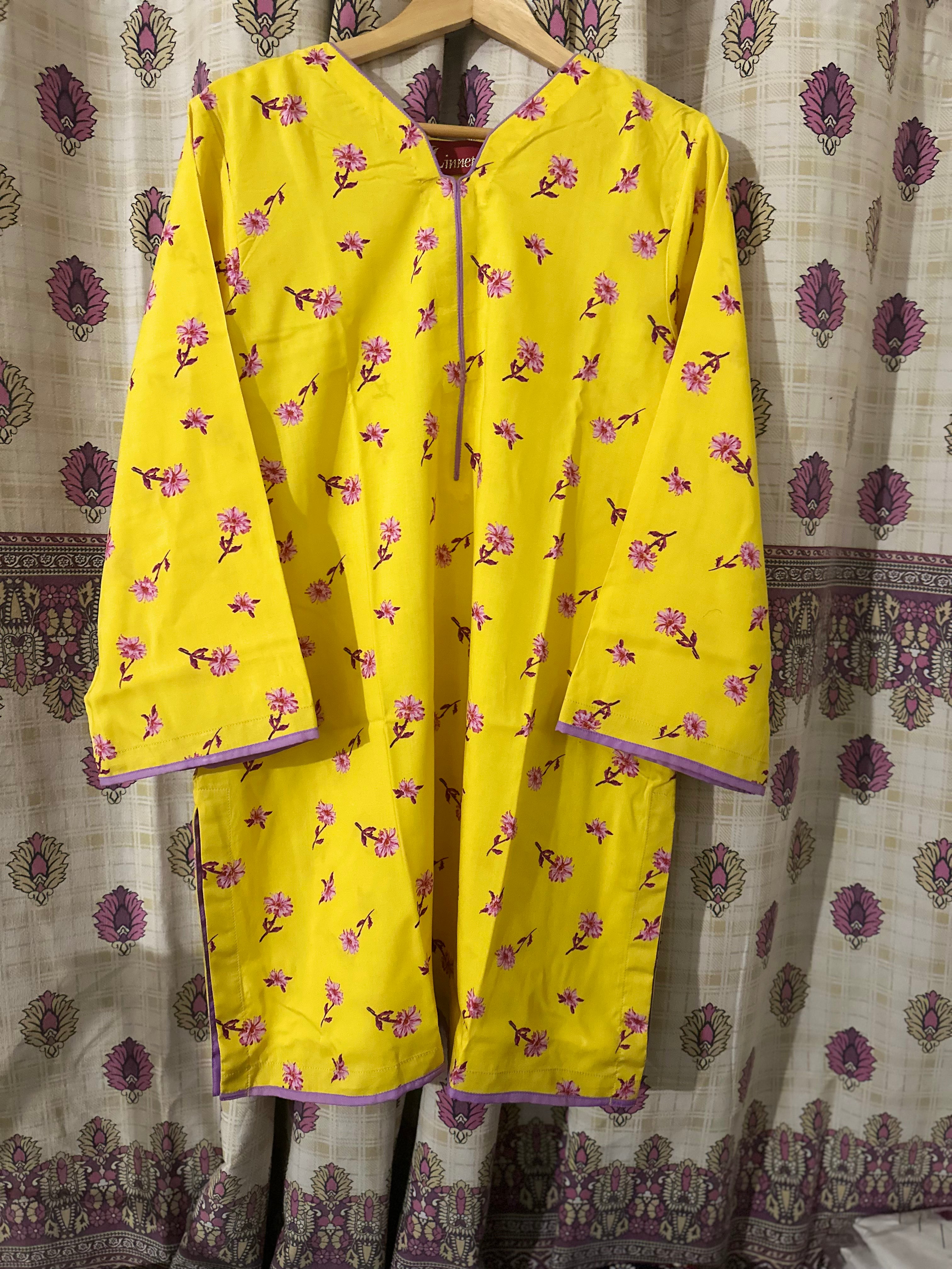 Yellow Color Kurti with Amazing Print Linnet Style