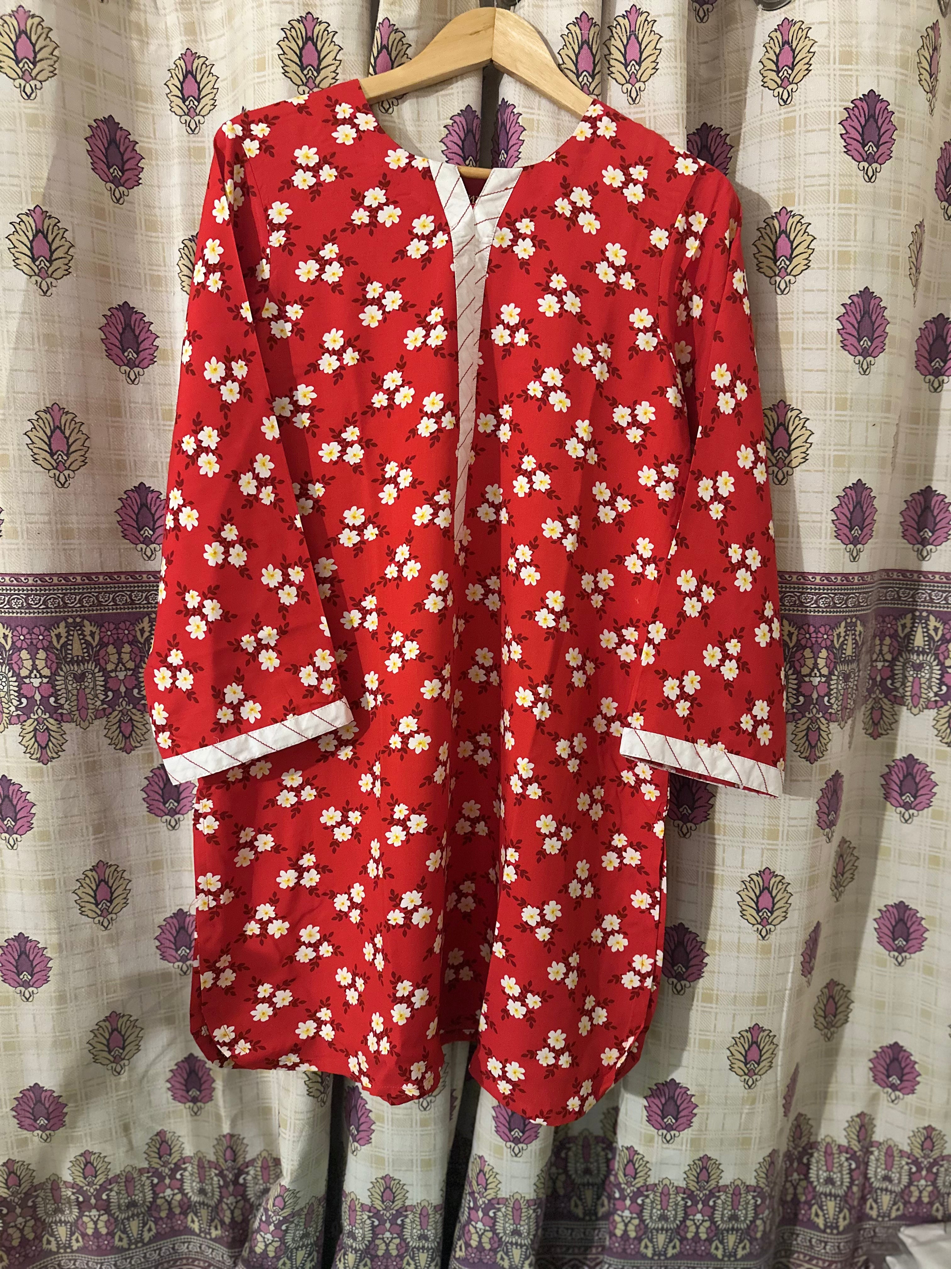 Red Color Kurti with Amazing Print Linnet Style