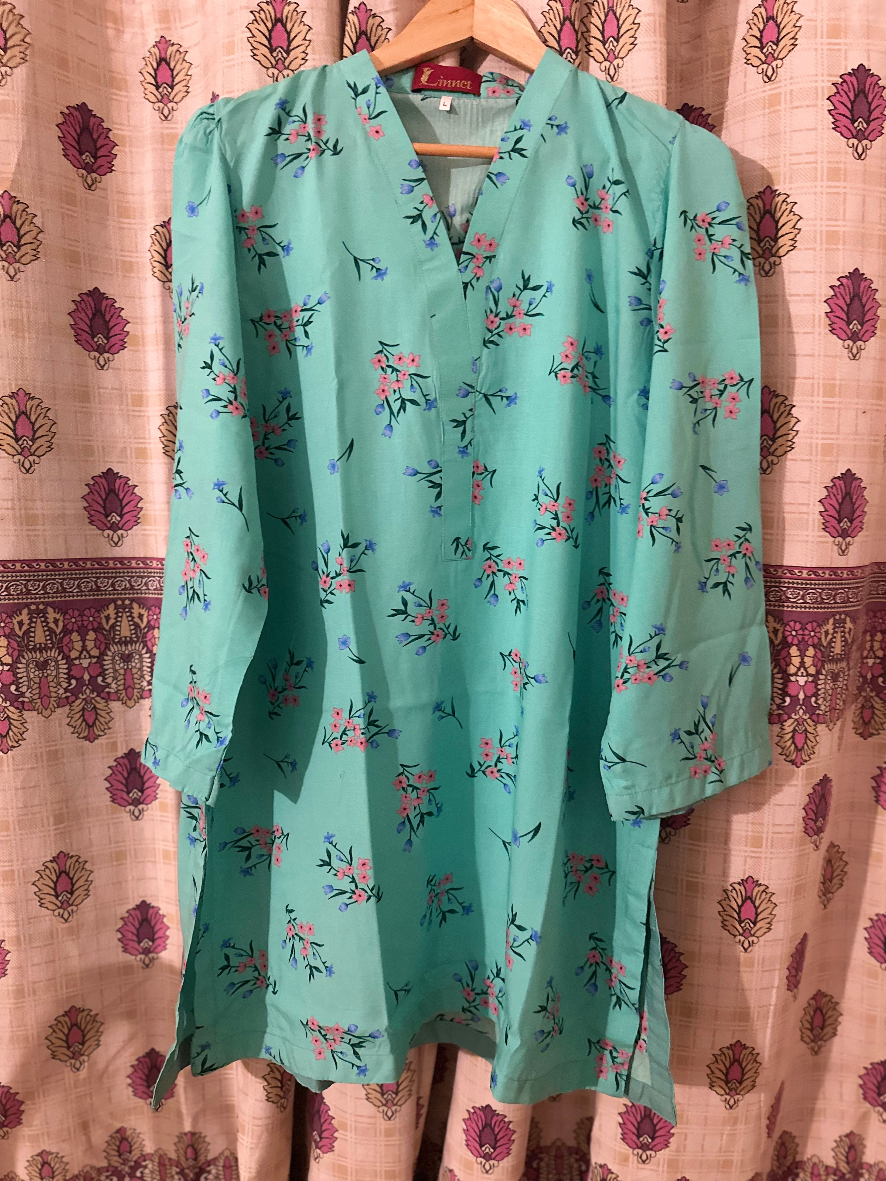 Sky Blue Color Kurti with Amazing Print Linnet Style