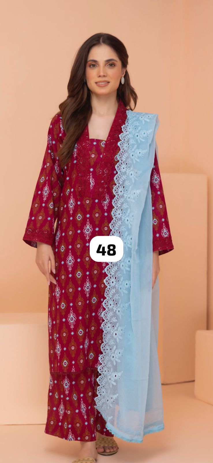 PRINT KARI with Chiffon Cutwork Dupatta